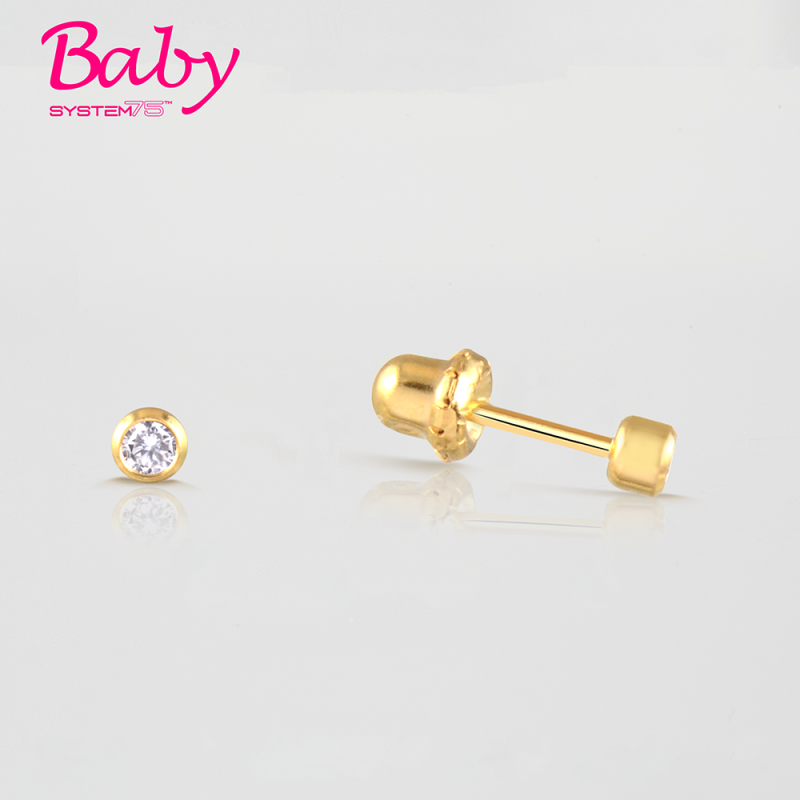 Brinco Baby Bezel Cristal 2mm Dourado Brinco Baby Bezel Cristal 2mm Dourado